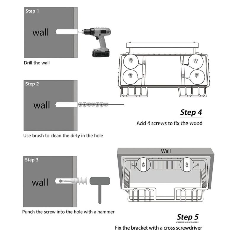 Space Saving Ironing Board Organize Wall Rack with Metal Frame & Wood Basket Laundry Room Ironing Equipment Holder