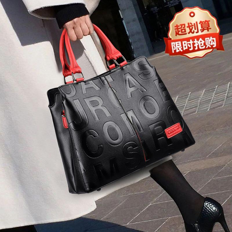 Real Soft Leather Handbag Women's New Women's Bag Fashion Versatile Shoulder Messenger Bag Multi-layer Handbag Women