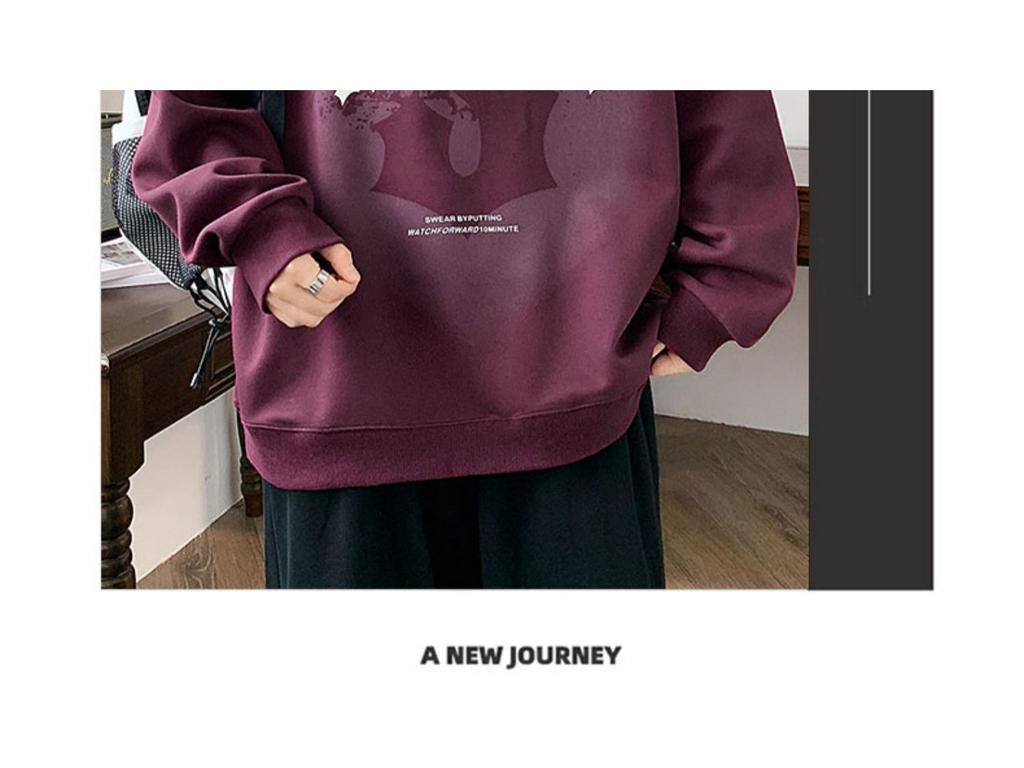 Men's Trendy Round Neck Thickened Hoodie for Autumn/Winter