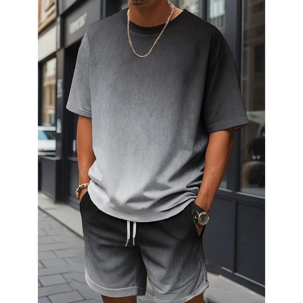 New Men's 3D Printed T-shirt and Shorts Set Fashionable Streetwear Short Sleeved Top and Shorts Men's Clothing