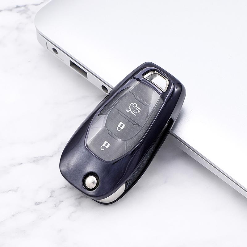Soft TPU Car Folding Key Case Cover Shell Keychain for Chevrolet Cruze Spark Sonic Camaro Volt Bolt Trax Malibu Key Protector