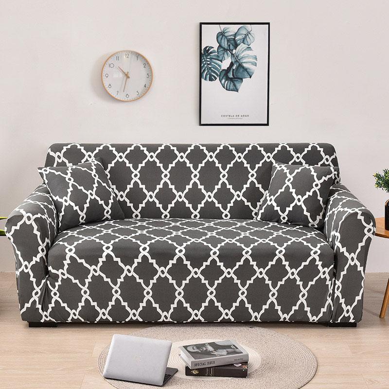 Elastic Triangle Pattern Sofa Cover Stretch Sofa Covers for Living Room Sofa Towel Slip -Resistant Fully -Wrapped Couch Cover
