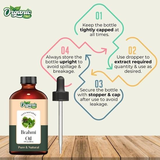 Organic Zing Brahmi Oil Pure & Natural for Skin, Face, Hair Care, Aromatherapy, Diffuser, Conditioner- 118ml