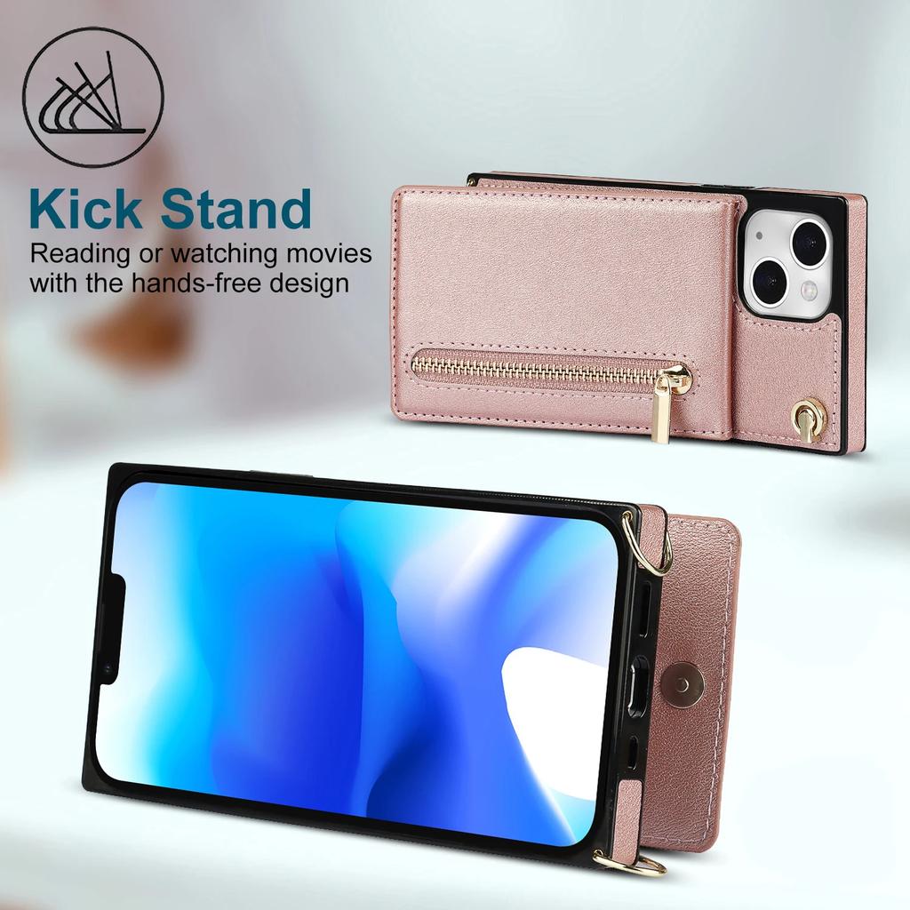 Crossbody Zipper Cards Solt Wallet Leather Case For iPhone 15 16 Pro Max 14 Plus 13 11 12 SE 2025 XS XR Lanyard Bag Purse Cover