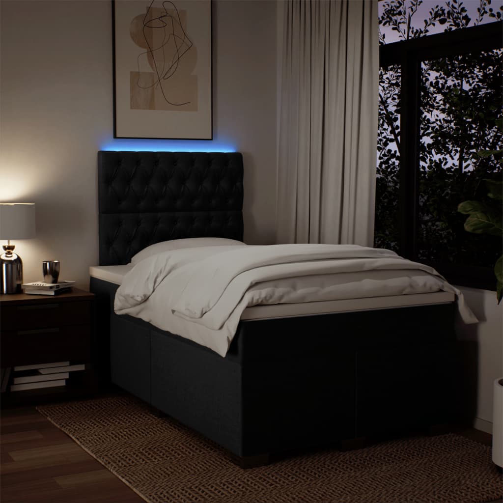 Vidaxl Continental Bed With Mattress, Black, 120X190 Cm, Fabric
