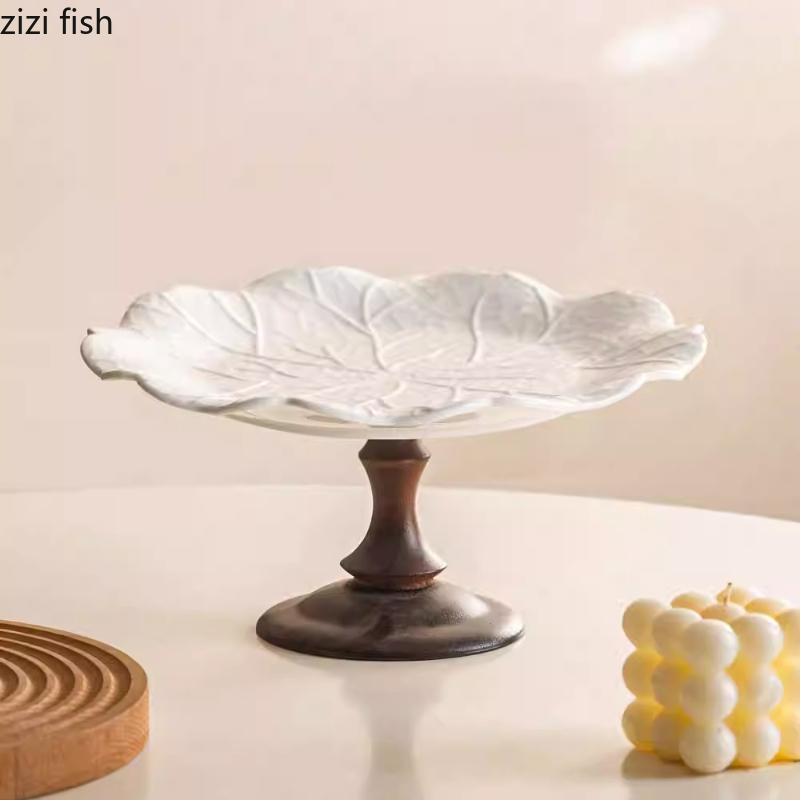 High Footed Cake Tray Dim Sum Dish Dessert Plate Cake Stand Display Stand Pastry Plate Fruit Bowl Snack Bowl Bread Plates