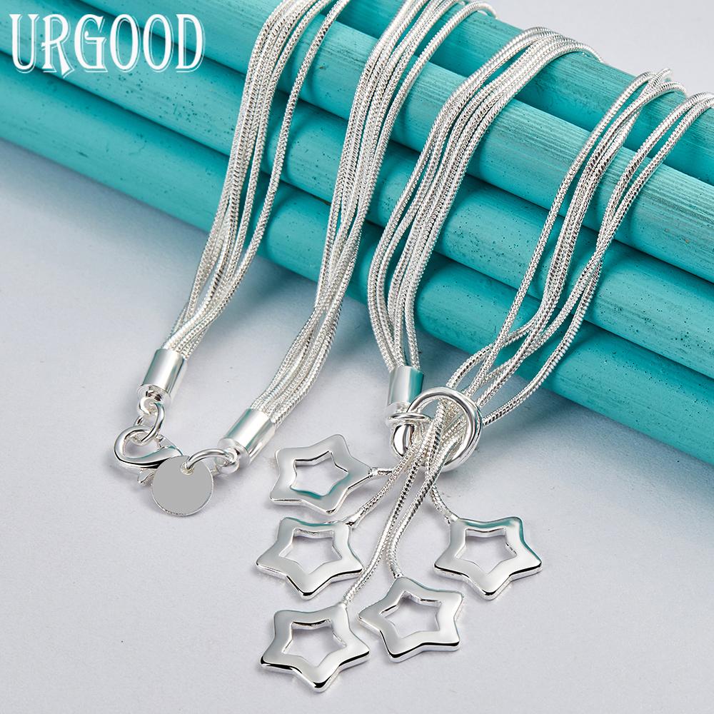 Collier avec pendentif étoile en argent Sterling 925, chaîne serpent, bijoux à la mode