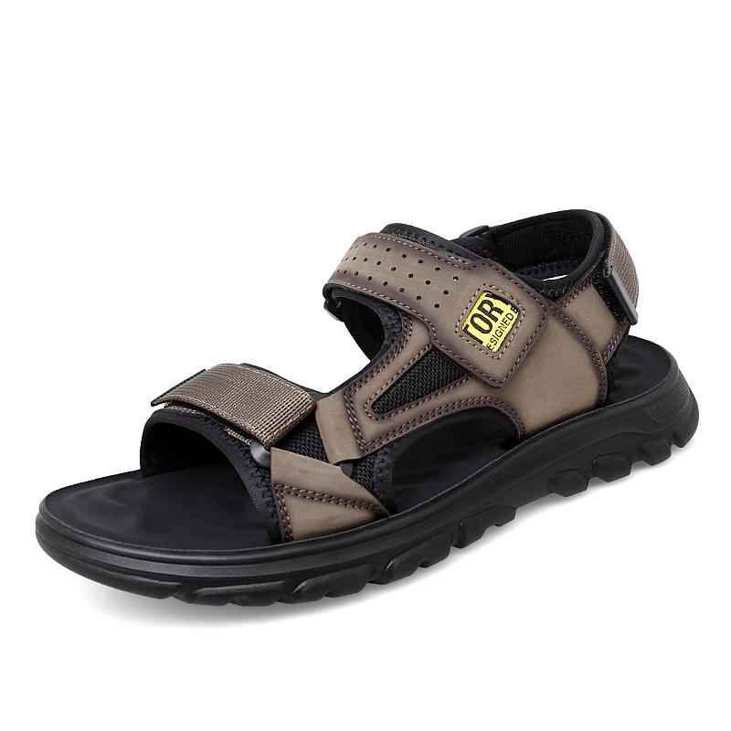 

Британская мужская трендовая обувь на толстой подошве, износостойкие летние прохладные повседневные туфли для улицы, мужские кожаные сандалии для альпинизма 44
