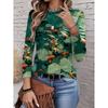 Womens Round Neck 3D Dinosaur Print Tee - Casual Fit 7/8 Sleeve 2025