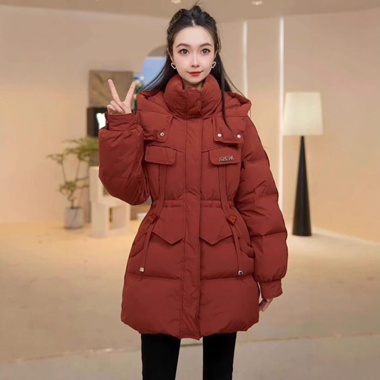 

High-End Women s Petite Mid-Length Hooded Down Jacket - Winter Fashion, Waist-Cinching, Warm White Duck Down Coat L [110-130] білий/вершковий
