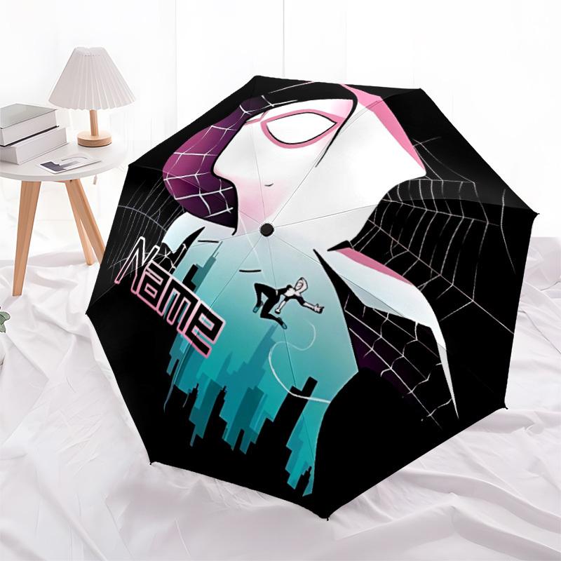 1pc Spider-Gwen Custom Name Automatic Folding Umbrella - Compact 8-Rib Design, Durable Plastic & Iron, Daily Use 008