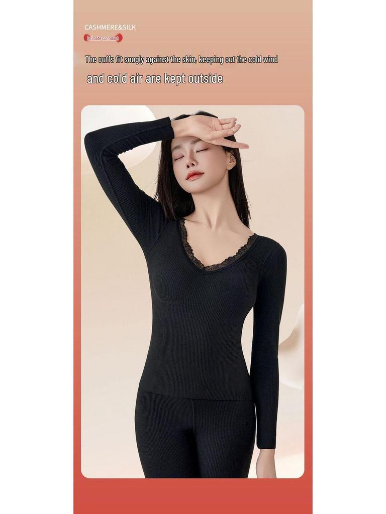 Damen Thermoset: Warme, formende Herbst- und Winter-Basisschicht mit Brustpolstern - Kältebeständig und vielseitig für den Lagenlook