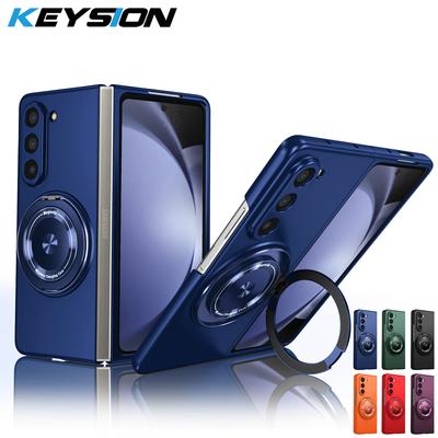 KEYSION Hülle für Samsung Z Fold 5 4 3 5G Hartplastik Magnet Ringständer Handy Rückseite für Galaxy Z Fold 3 4 5 5G