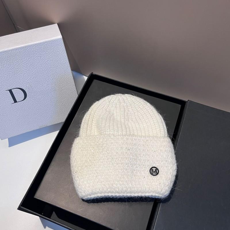 Winter Sequin Rabbit Knit Hat Fashion Simple M Letter Warm Beanie Women