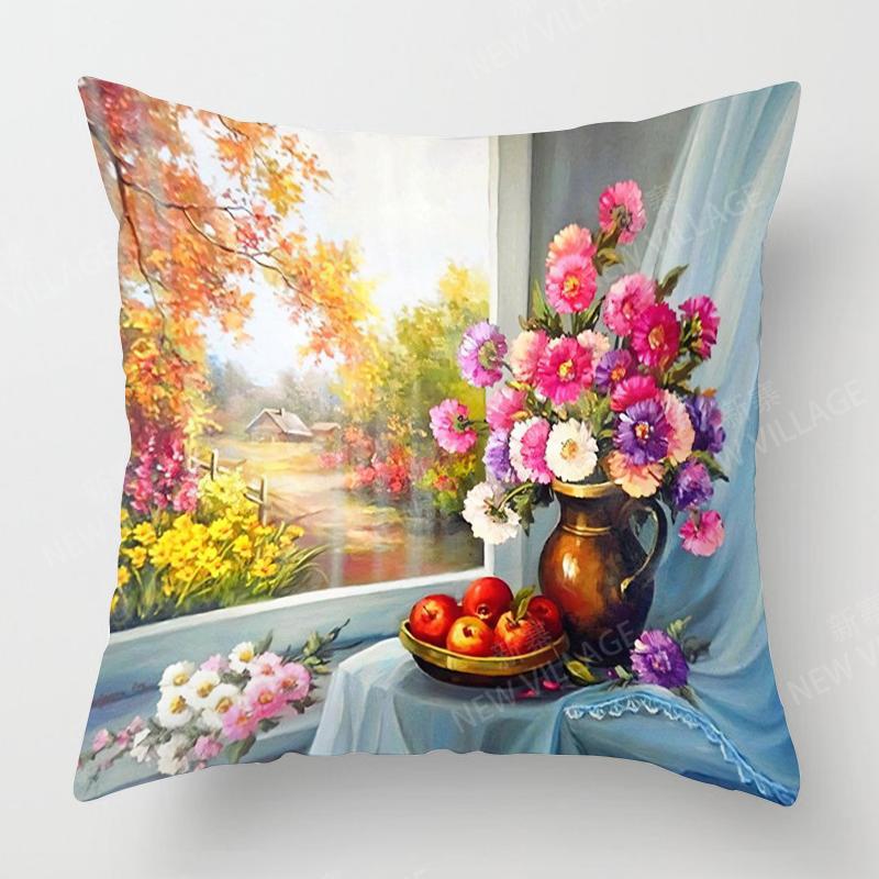 Home Living Room Decoration Cushion Covers Vintage Oil Painting Style Throw Pillow Cover45*45 Pillowcase 40x40cm 50x50 45x45