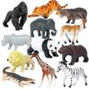 Mini Animal Model Toy Set: Elephant, Lion, Tiger, Rhinoceros, Panda with Succulent Scene Ornament