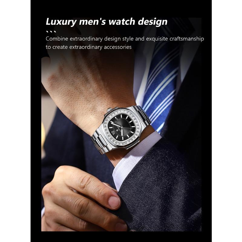 POEDAGAR Luxury Man Quartz Watch Square Watch for Men Waterproof Luminous Date Stainless Steel Watches Sports Clock reloj