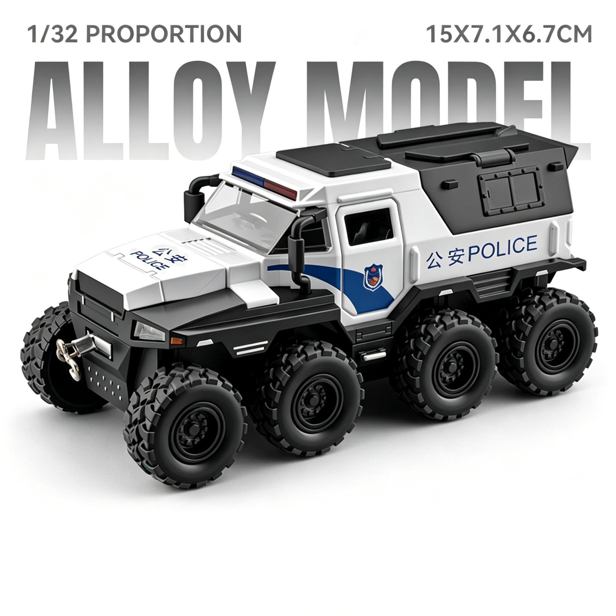 1:32 Politieauto Miniatuur Speelgoed Legering Diecast Model Deuren Open Schokdemping Geluid Licht Pull Back Voertuigen Cadeaus Voor Vrienden