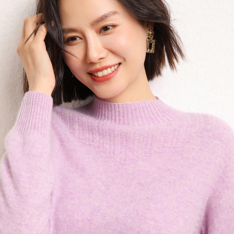 Ready-to-wear Half-turtleneck Cardigan for Women In Autumn and Winter New Cashmere Knitted Base Shirt Fashionable Versatile Pullover Sweater