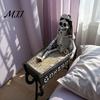 Gothic Desk Accessory Halloween Skull Ornament, Resin Skeleton Shape 3D Printed Office Ornament Figure, Portable Desktop Figurine Tabletop