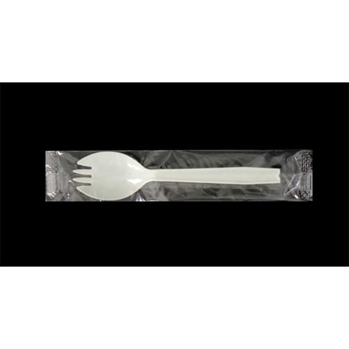 Nagao Disposable Spork, 16cm, Natural, Individually Wrapped, Set of 100, 3771207