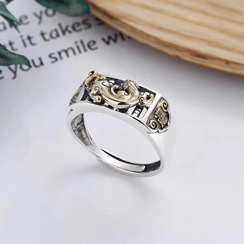 New Niche Design Creative Fortune-making Small Pixiu Open Ring Men's and Women's Index Finger Ring