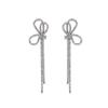 S925 Silver Needle Diamond Bow Tassel Earrings - Trendy Korean Fashion for Women