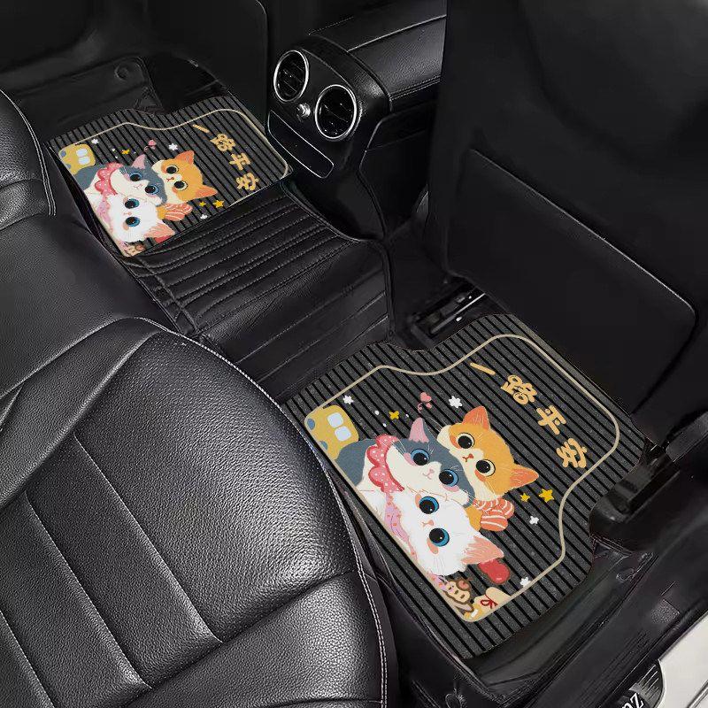 Cartoon Car Floor Mats, Decorative Mats, Non-Slip, Water-Absorbent, Festive Atmosphere Floor Mats, Can Be Cut, Simple New Year Car Mats