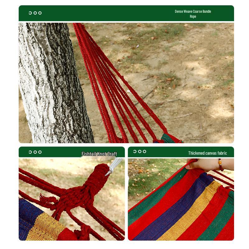 Reinforced Outdoor Canvas Hammock - Anti-Rollover Camping Swing