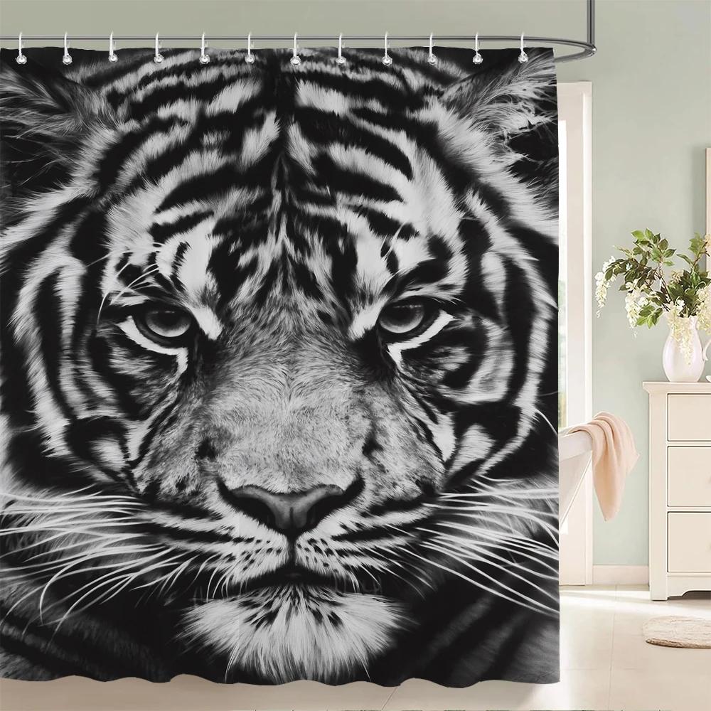 Zebra Animal Shower Curtains With Hooks Waterproof 3d Bathroom Curtains Decoration 180*240cm Printing Washable Bath Screen