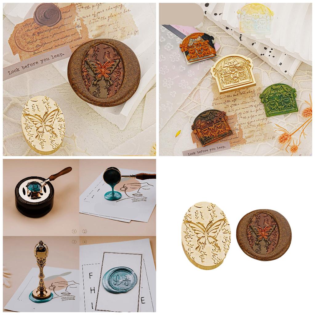 Wax Seal Stamp Brass Head Butterfly Flower Sealing Wax Stamp for Envelope Wedding Birthday Invitations Card Scrapbooking