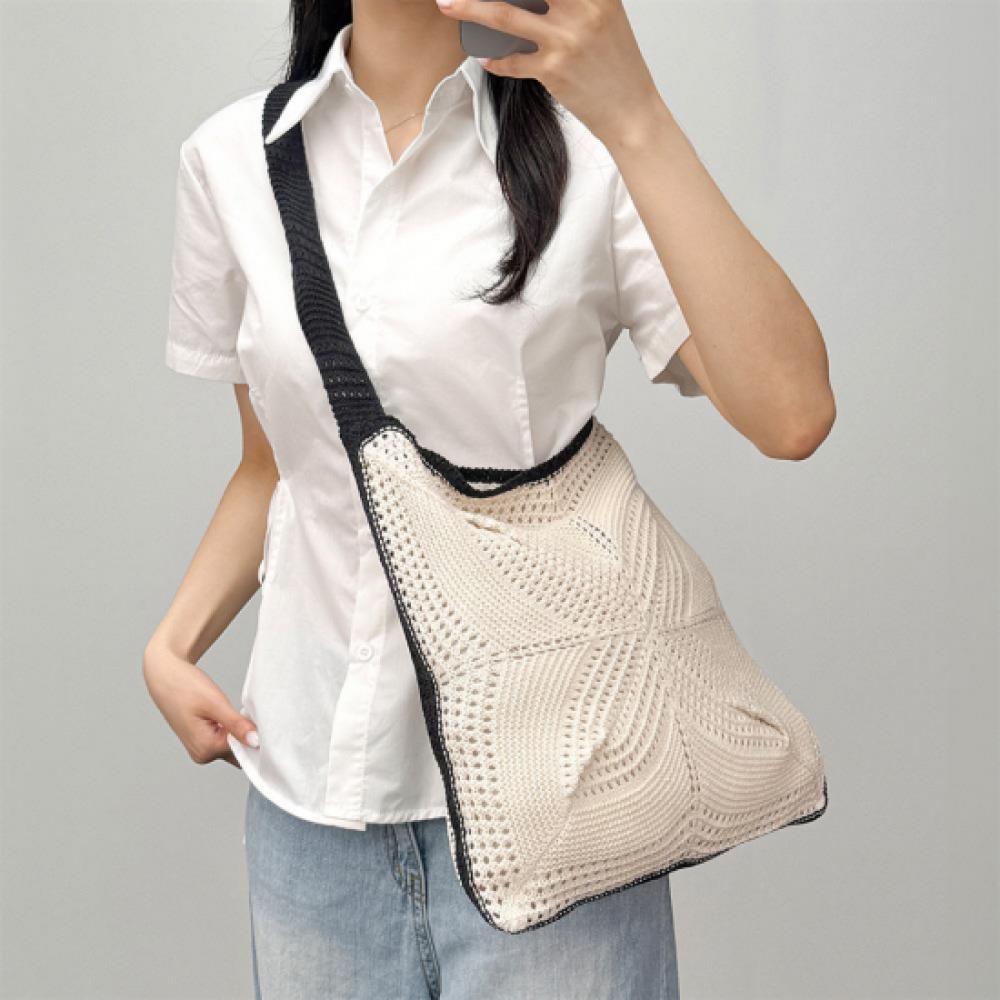 New Arrivals Open Run Women Large Knit Weave Shoulder Bag Vacation Integrated