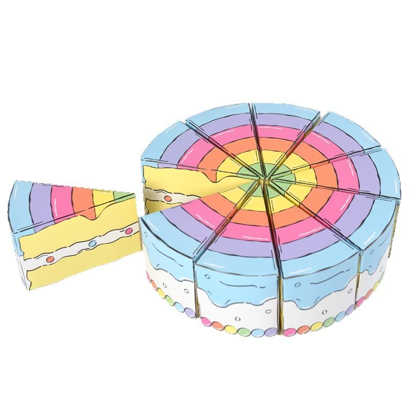 10Pc Rainbow Strawberry Cookie Candy Box Triangle Cake Shape Gift Packing Box for Kids Birthday Baby Shower School Party Decor As Picture