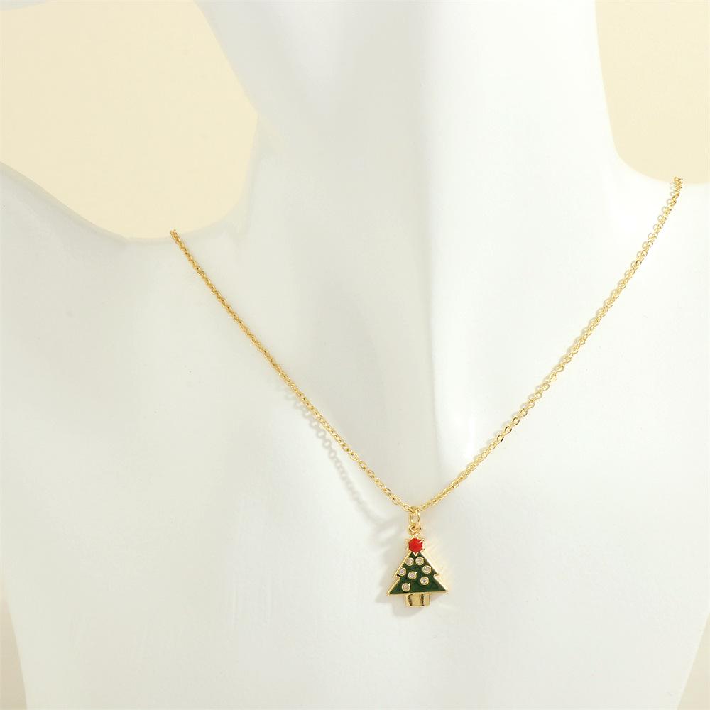 European & American Christmas Necklace: Santa Claus & Peace Tree Pendant