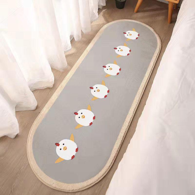 Cartoon Imitation Cashmere Carpet Oval Girl Home Bedroom Cute Bedside Carpet