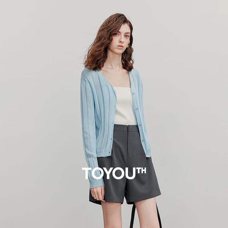 Women's V-neck Ribbed Knit Cardigan