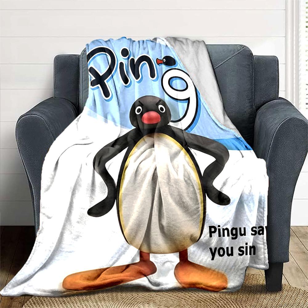 1pc Pingu2 Blanket, Gift, for Men and Women, Soft Blanket, Good for Sofa Bed Couch Travel, Lightweight Flannel Blanket