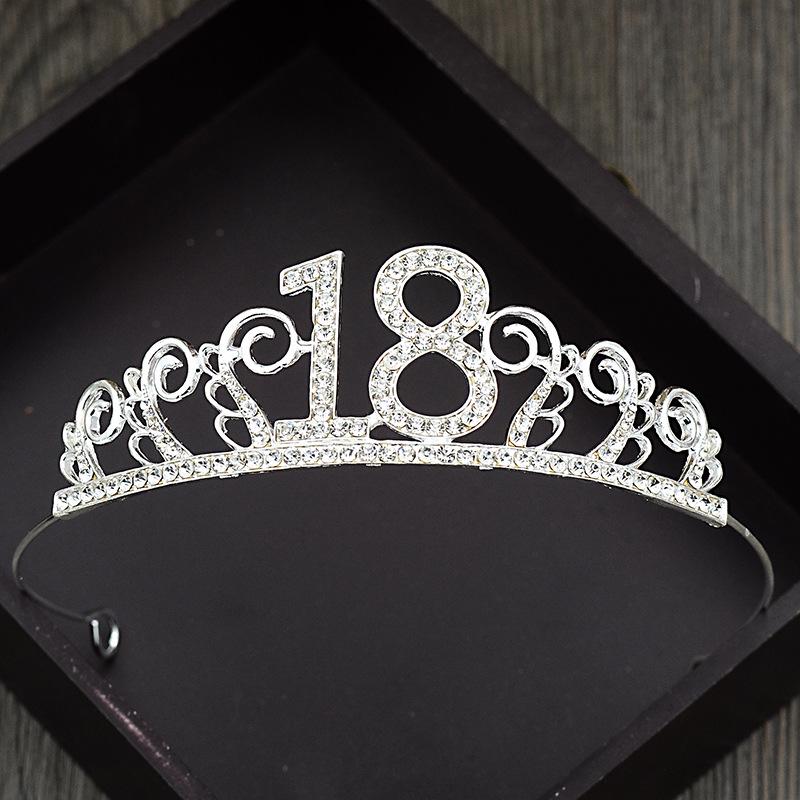 New 15-year-old Cake Baking Decoration Alloy Rhinestone 18-year-old Headwear 6-inch 8-inch Cake Accessories Digital Crown