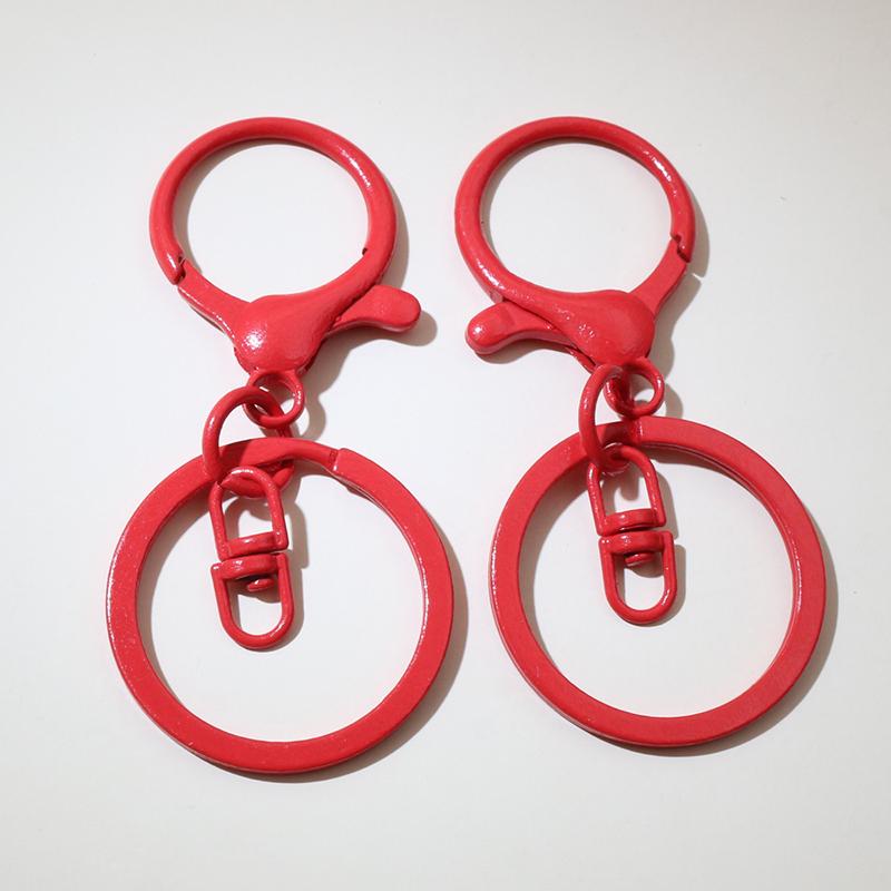 5pcs Multi-colors DIY Keychain Accessories Lobaster Clasp Hooks with 30mm Kring Ring Connector for DIY Pendant Jewelry Making