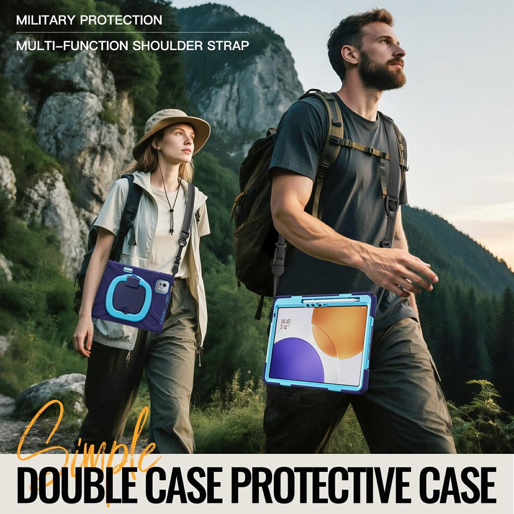For Xiaomi Pad 7S Pro 12.5/6S Pro 12.4 Case with Shoulder Strap TPU+PC+Silicone Kickstand Tablet Cover