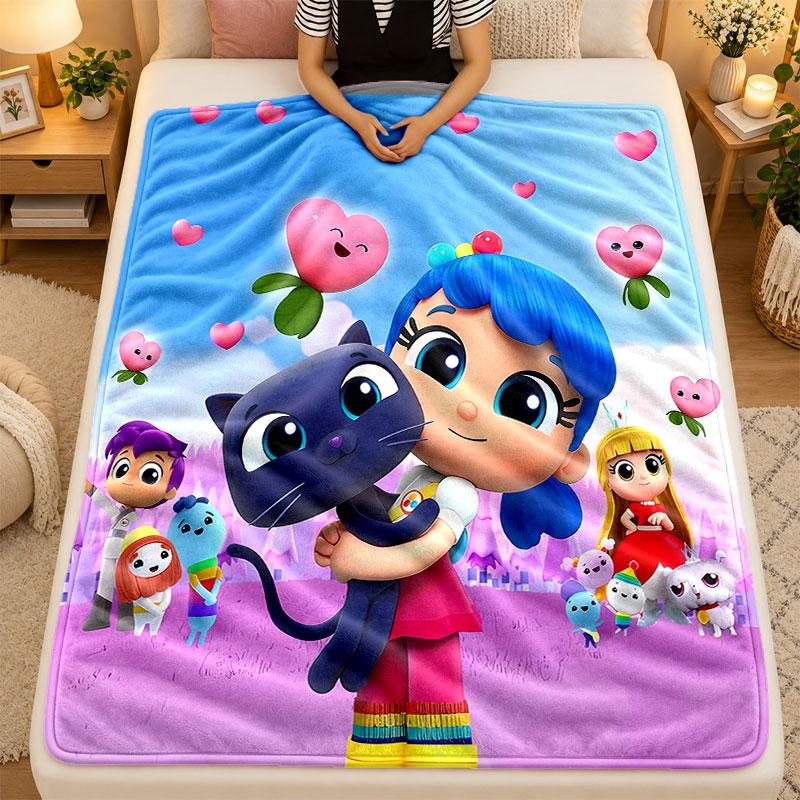 Flannel BlanketTrue And The Rainbow Kingdom Warm Soft Throw Blanket for Indoor Sofa Bed Living Room Use