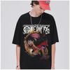 ONE PIECE Luffy Short-sleeved T-shirt Heavy Pure Cotton Printing Loose Retro American Street Men and Women The Same Ins