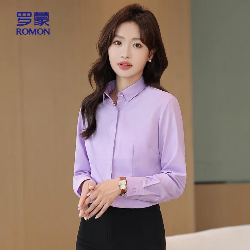 ROMON Women's Bamboo Fiber Wrinkle-Free Collared Shirt