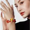 DAZZARRY Red Agate 10mm Double Power Stone Prayer 18K 15mm Natural Good and Fortune Women's Bracelet, Beads, Gold, Amber, Jadeite, Stone, Luck,