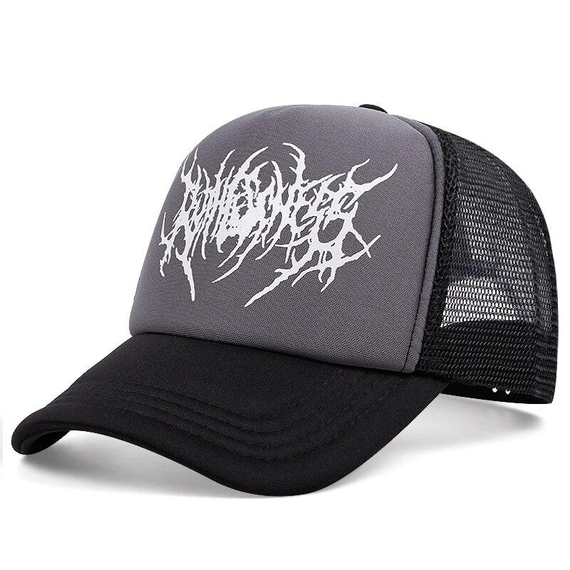 New Hip Hop Unisex Hat New Embroidery Gothic Street Punk Frauen Baseball Cap Men Adjstable Pure Black Sports Women Caps