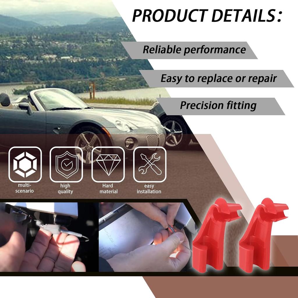 2 Pcs Convertible Top Actuator Clips Holder Compatible with Pontiac Solstice 2006-2010, Saturn Sky 2007-2010(RED)