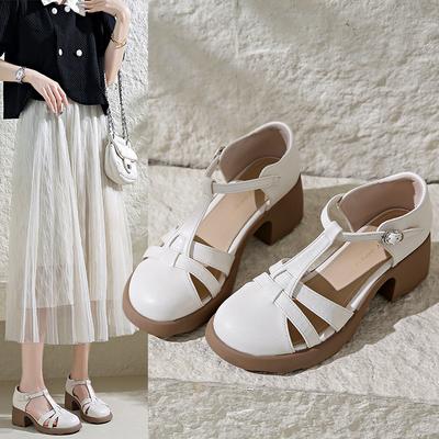 Coarse Heel Bag Head Sandals Women's 2025 New Summer with Skirt Platform High Heel Mary Jane Women's Shoes Roman Sandals