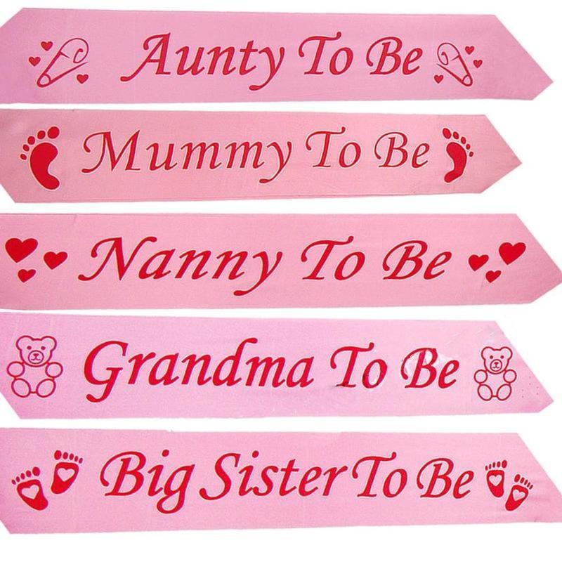 Mummy to be Nanny 1X BABY SHOWER SASHES Aunty,Big Sister /& Grandma to be sash