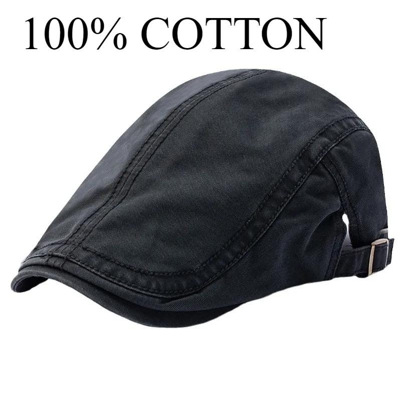  Spring Cotton Beret Dad Casual Newsboy Hat Big Head Man Oversize Flat Peak Painter Cap Summer Beret Male 62cm Hats