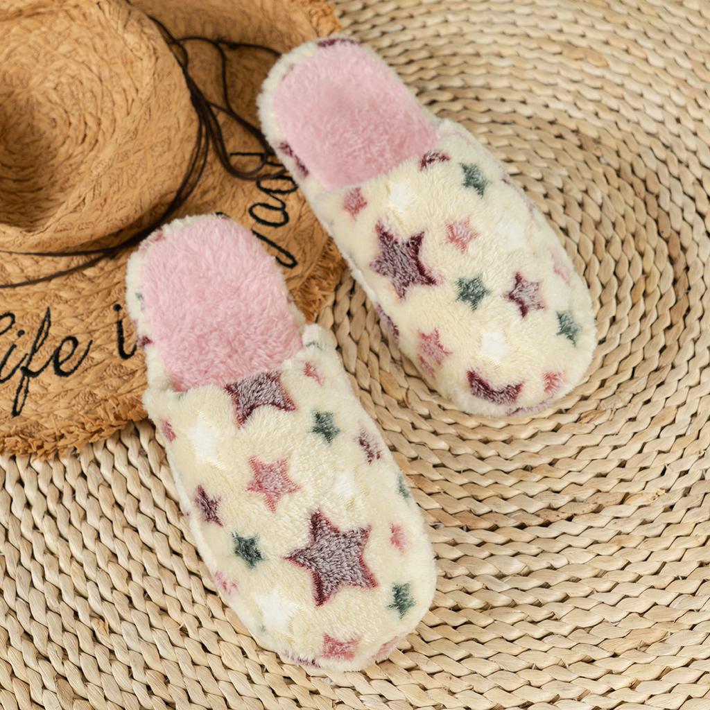 Winter Indoor Anti-Slip Slippers MultiColor Women Home Plush Cotton Slides Comfort Warm Flat Soles Shoes